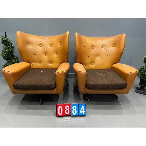 884 - 2x mid century wing back chairs g-plan?