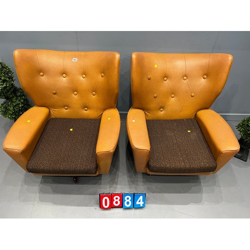 884 - 2x mid century wing back chairs g-plan?