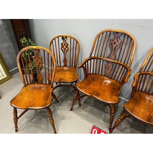 910 - Set of 6 farmhouse chairs crinoline stretcher manne tichmarsh & Goodwin