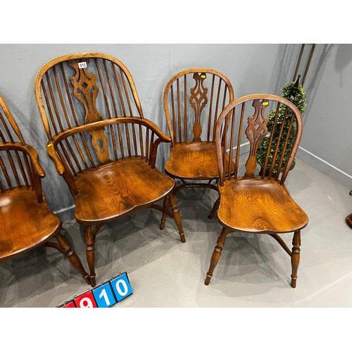 910 - Set of 6 farmhouse chairs crinoline stretcher manne tichmarsh & Goodwin