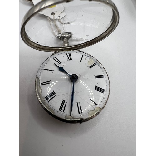 568 - Silver fuse pocket watch & key