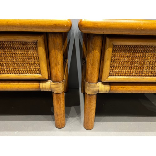 934 - Pair of bamboo & wicker bedside tables