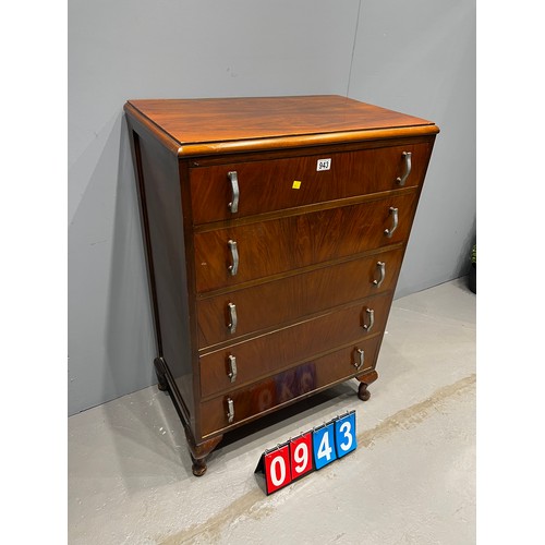 943 - Chest of drawers on queen Anne feet