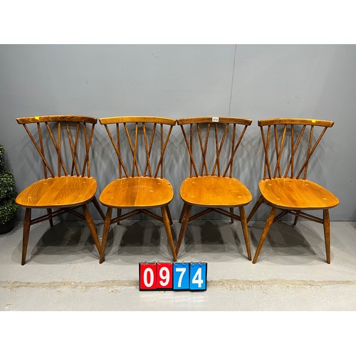 974 - 4 Blonde ercol candle back chairs