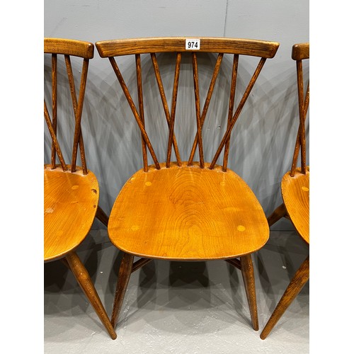 974 - 4 Blonde ercol candle back chairs