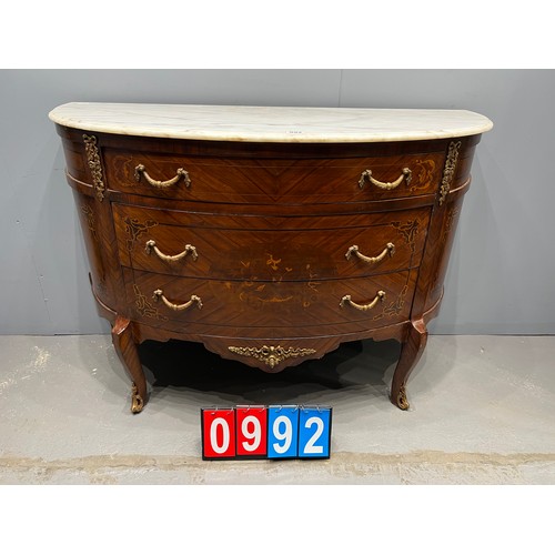 992 - French marble top sideboard drawers