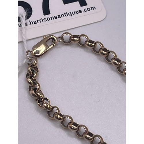 574 - 9ct Gold wrist chain 7.5