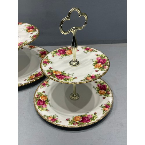 607 - 2 Royal albert 2 tier cake stands 'country rose'