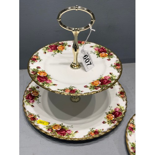 607 - 2 Royal albert 2 tier cake stands 'country rose'