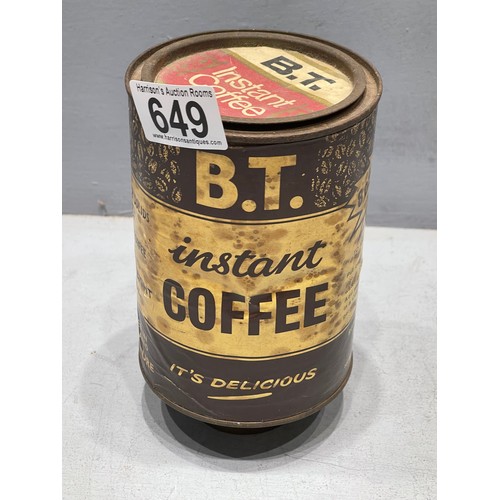 649 - Very rare B.T musical coffee tin