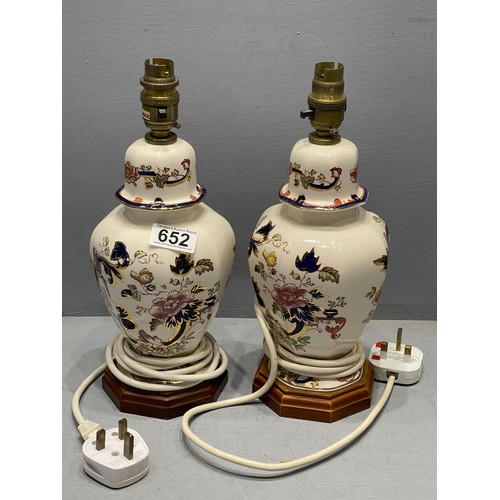 652 - Pair masons blue Mandalay table lamps