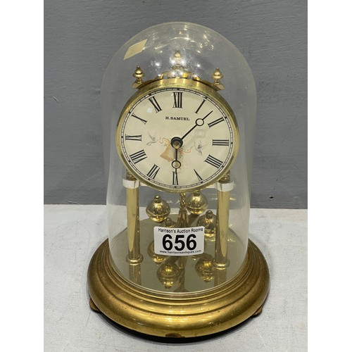 656 - Glass dome top anniversary clock