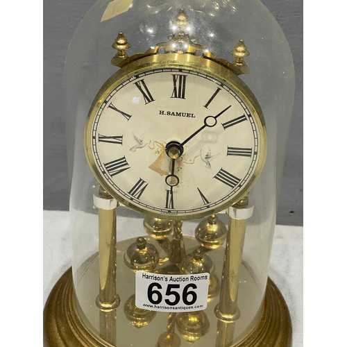 656 - Glass dome top anniversary clock