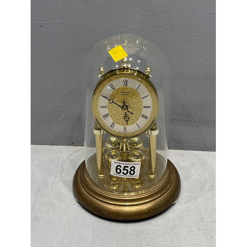 658 - Glass dome top anniversary clock