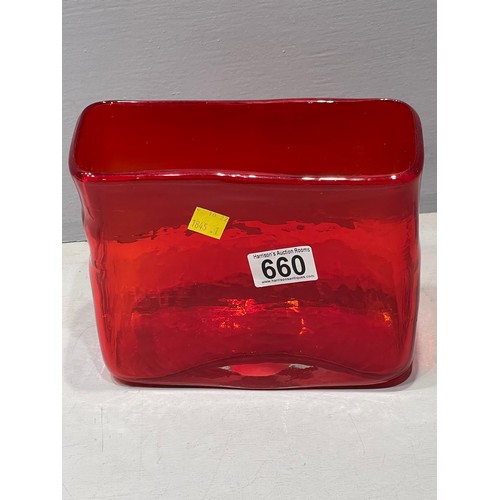 660 - Oblong red white friars vase