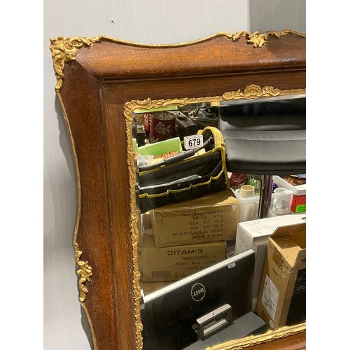 679 - Vintage bevel edge mirror in wood & gilt frame