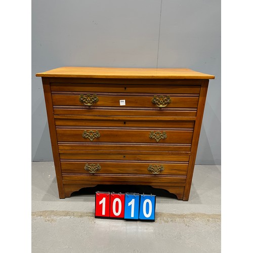 1010 - Victorian satinwood chest of drawers & records