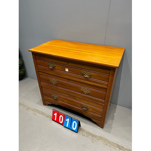 1010 - Victorian satinwood chest of drawers & records