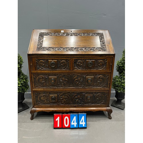 1044 - Victorian carved oak bureau