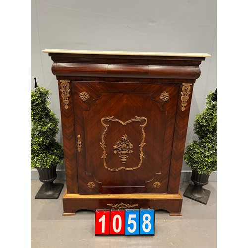 1058 - French marble top credenza/pier cabinet