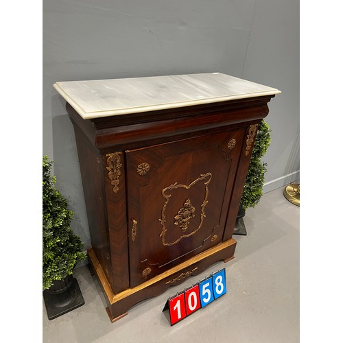 1058 - French marble top credenza/pier cabinet