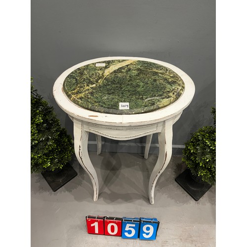 1059 - French oval marble top painted table