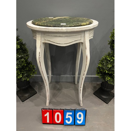 1059 - French oval marble top painted table