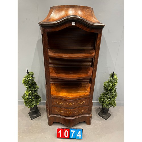 1074 - French inlaid open cabinet