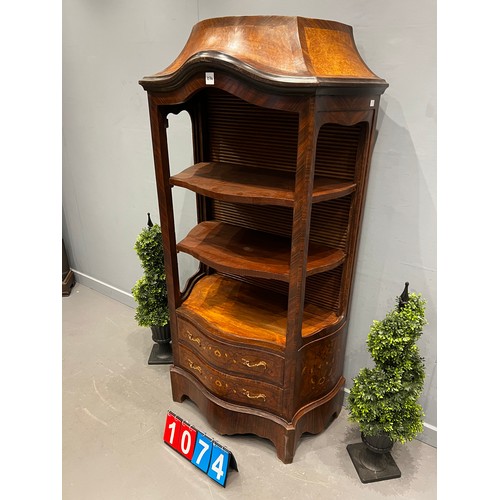 1074 - French inlaid open cabinet