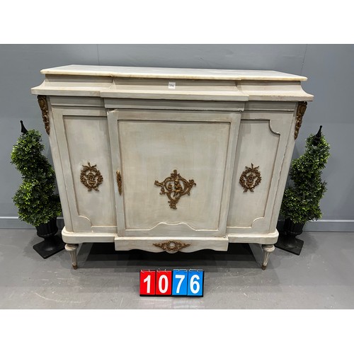 1076 - French marble top breakfront cabinet