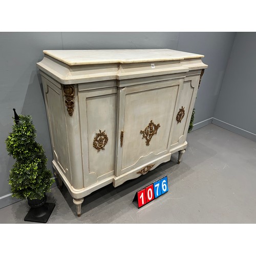 1076 - French marble top breakfront cabinet