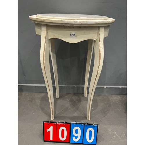 1090 - French oval painted marble top table