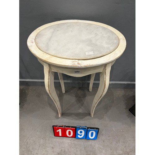 1090 - French oval painted marble top table