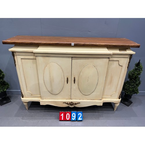 1092 - Large French break fronted cabinet with chunky top