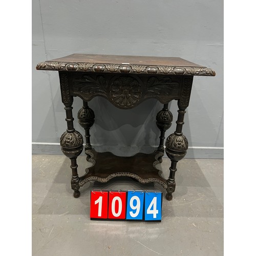 1094 - Victorian carved oak side table