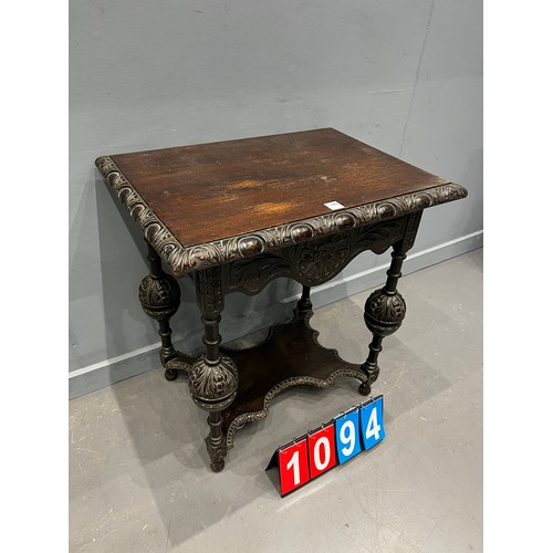 1094 - Victorian carved oak side table