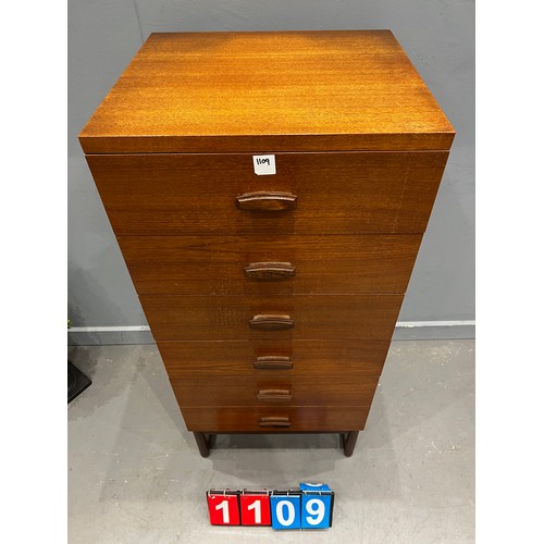 1109 - G-plan quadrille tall boy chest of drawers