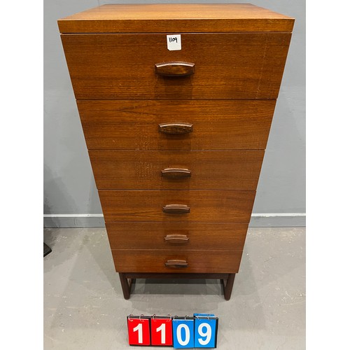 1109 - G-plan quadrille tall boy chest of drawers