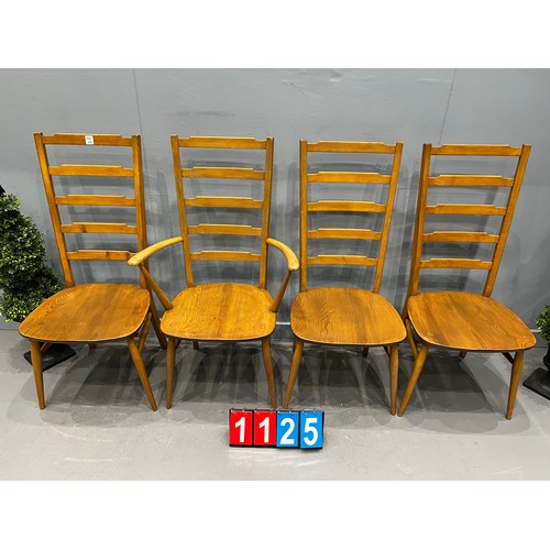 1125 - Set of 4 ercol blonde ladder back chairs