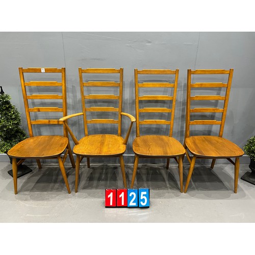 1125 - Set of 4 ercol blonde ladder back chairs