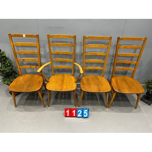 1125 - Set of 4 ercol blonde ladder back chairs