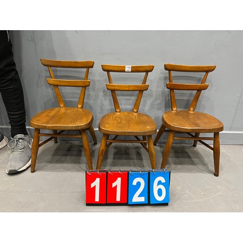 1126 - 3 Ercol blonde miniature child's chairs rare model