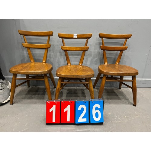 1126 - 3 Ercol blonde miniature child's chairs rare model