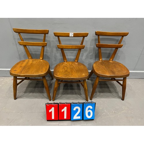 1126 - 3 Ercol blonde miniature child's chairs rare model