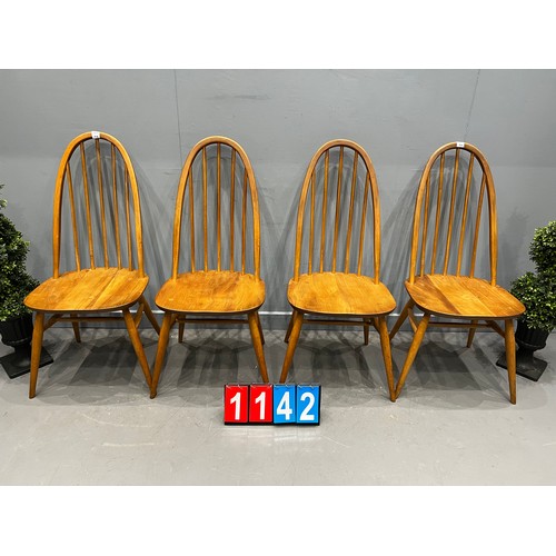 1142 - Set of 4 blonde ercol Quaker chairs