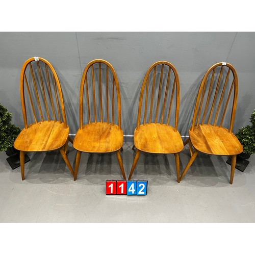 1142 - Set of 4 blonde ercol Quaker chairs