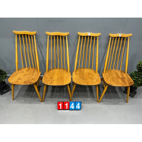 1144 - Set of 4 blonde ercol goldsmith chairs very clean