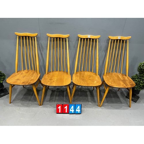 1144 - Set of 4 blonde ercol goldsmith chairs very clean