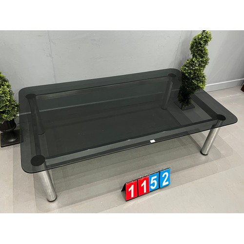 1152 - Mid century chrome & smoked glass coffee table