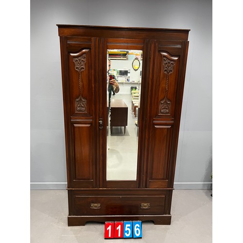 1156 - Victorian mirror fronted wardrobe